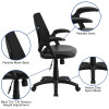Flash Furniture Mid-Back Designer Black Mesh Swivel Task Office Chair with LeatherSoft Seat and Open Arms - GO-WY-82-LEA-GG