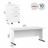 Bush Furniture 72W Computer Desk with 3 Drawer Mobile File Cabinet White - STA004WHSU