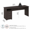Bush Furniture Cabot 72W Computer Desk with Drawers Heather Gray - WC31772