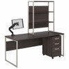 Bush Business Furniture Hybrid 72W x 30D Desk with Hutch, Mobile File Cabinet and Monitor Arm In Storm Gray - HYB019SGSU