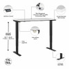 Move 40 Series by Bush Business Furniture 72W x 30D Height Adjustable Standing Desk White / Black - M4S7230WHBK