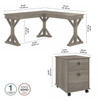 Bush Furniture Homestead 60W L Desk with Mobile Ped Driftwood Gray - HOT002DG