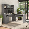 Bush Furniture Cabot Collection 60W 3 Position Sit to Stand L Shaped Desk with Hutch Modern Gray - CAB045MG