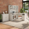 Bush Furniture Cabot Collection 60W L Shaped Computer Desk with Hutch and Small Storage Cabinet White - CAB016WHN