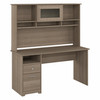 Bush Furniture Cabot Collection 60W 3 Position Sit to Stand L Shaped Desk with Hutch Ash Gray - CAB042AG