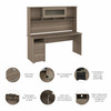 Bush Furniture Cabot Collection 72W Single Pedestal Desk and Hutch Ash Gray - CAB049AG