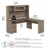 Bush Furniture Cabot Collection 72W 3 Position Sit to Stand L Shaped Desk with Hutch Ash Gray- CAB052AG