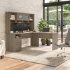Bush Furniture Cabot Collection 72W 3 Position Sit to Stand L Shaped Desk with Hutch Ash Gray- CAB052AG