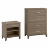 Bush Furniture 4 Drawer Chest and Nightstand Ash Gray - SET034AG