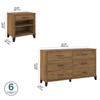 Bush Furniture 6 Drawer Dresser and Nightstand Fresh Walnut - SET035FW