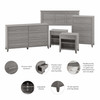 Bush Furniture Full/Queen Headboard with Dressers and Nightstands Platinum Gray - SET036PG