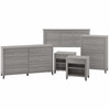 Bush Furniture Full/Queen Headboard with Dressers and Nightstands Platinum Gray - SET036PG