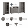 Bush Furniture Somerset Office Credenza with Bookcases Platinum Gray - SET040PG