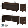 Bush Furniture 72W x 36D Bow Front Desk, Credenza and File Storage - STC009BWSU