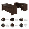 Bush Furniture 72W x 36D Bow Front Desk, Credenza and File Storage - STC009BWSU