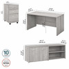 Bush Furniture Studio C 60"W Desk, 3 Drawer Mobile Ped and Low Stg Return Platinum Gray - STC042PGSU