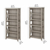 Bush Furniture Key West 5 Shelf Bookcase Set in Washed Gray - KWS046WG