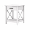 Bush Furniture Key West Nightstand with Drawer in Pure White Oak - KWT120WT-03