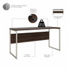 Bush Furniture Hybrid 60W x 30D Computer Table Desk In Black Walnut - HYD360BW