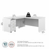 Bush Business Furniture Studio C 66W x 30D L-Shaped Desk with 3 Drawer Mobile File Cabinet In White - STC066WHSU