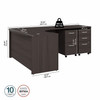 Bush Business Furniture Studio C 60W Right Hand L-Bow Desk with Mobile File Cabinets In Storm Gray - STC074SGSU