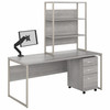 Bush Business Furniture Hybrid 72W x 30D Computer Desk with Hutch, Mobile File Cabinet and Monitor Arm In Platinum Gray - HYB019PGSU