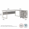 Bush Business Furniture Hybrid 72W x 30D L Shaped Table Desk with Mobile File Cabinet In Platinum Gray - HYB028PGSU