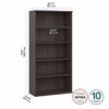 Bush Business Furniture Hybrid Tall 5 Shelf Bookcase In Storm Gray - HYB136SG-Z