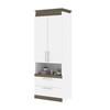Bestar Orion 30W Storage Cabinet with Pull-Out Shelf In White & Walnut Grey - 116164-000017