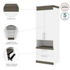 Bestar Orion 30W Storage Cabinet with Pull-Out Shelf In White & Walnut Grey - 116164-000017