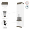 Bestar Orion 20W Storage Cabinet with Pull-Out Shelf In White & Walnut Grey - 116165-000017
