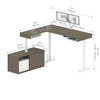 Bestar Pro-Vega 81W L-Shaped Standing Desk with Dual Monitor Arm and Credenza in Walnut Grey & White - 130851-000035