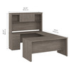 Bestar Logan 66"W U-Shaped Desk with Hutch in Silver Maple - 146857-000142