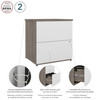 Bestar Ridgeley 28W 2 Drawer Lateral File Cabinet in Silver Maple & Pure White - 152600-000144