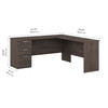 Bestar Ridgeley 65W L Shaped Desk with Storage in Medium Gray Maple - 152852-000141