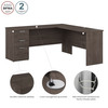 Bestar Ridgeley 65W L Shaped Desk with Storage in Medium Gray Maple - 152852-000141