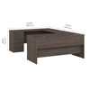 Bestar Ridgeley 65W U Shaped Desk in Medium Gray Maple - 152856-000141