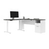 BESTAR Upstand 72W L-Shaped Electric Standing Desk in Deep Grey & White - 175852-000032