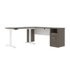 BESTAR Upstand 72W L-Shaped Electric Standing Desk in Bark Grey & White - 175852-000047