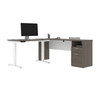 BESTAR Upstand 72W L-Shaped Electric Standing Desk in Bark Grey & White - 175852-000047
