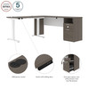 BESTAR Upstand 72W L-Shaped Electric Standing Desk in Bark Grey & White - 175852-000047