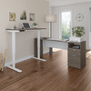 BESTAR Upstand 72W L-Shaped Electric Standing Desk in Bark Grey & White - 175852-000047