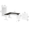 BESTAR Upstand 135W 72W L-Shaped Standing Desk with Bookcase and File Cabinet in Deep Grey & White - 175853-000032