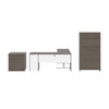 BESTAR Upstand 135W 72W L-Shaped Standing Desk with Bookcase and File Cabinet in Bark Grey & White - 175853-000047 