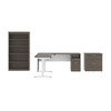 BESTAR Upstand 135W 72W L-Shaped Standing Desk with Bookcase and File Cabinet in Bark Grey & White - 175853-000047 