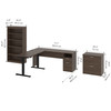 BESTAR Upstand 135W 72W L-Shaped Standing Desk with Bookcase and File Cabinet in Antigua - 175853-000052