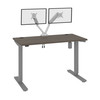 Bestar Upstand 48W x 24D Standing Desk with Dual Monitor Arm in Bark Grey - 175860-000047 
