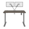 Bestar Upstand 48W x 24D Standing Desk with Dual Monitor Arm in Bark Grey - 175860-000047 