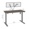 Bestar Upstand 48W x 24D Standing Desk with Dual Monitor Arm in Bark Grey - 175860-000047 