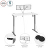 Bestar Upstand 60W x 30D Standing Desk with Dual Monitor Arm in White - 175870-000017